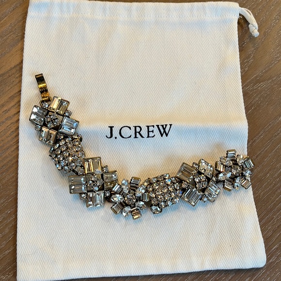 J.CREW BRACELET OLD GOLD & CRYSTAL - Picture 1 of 7